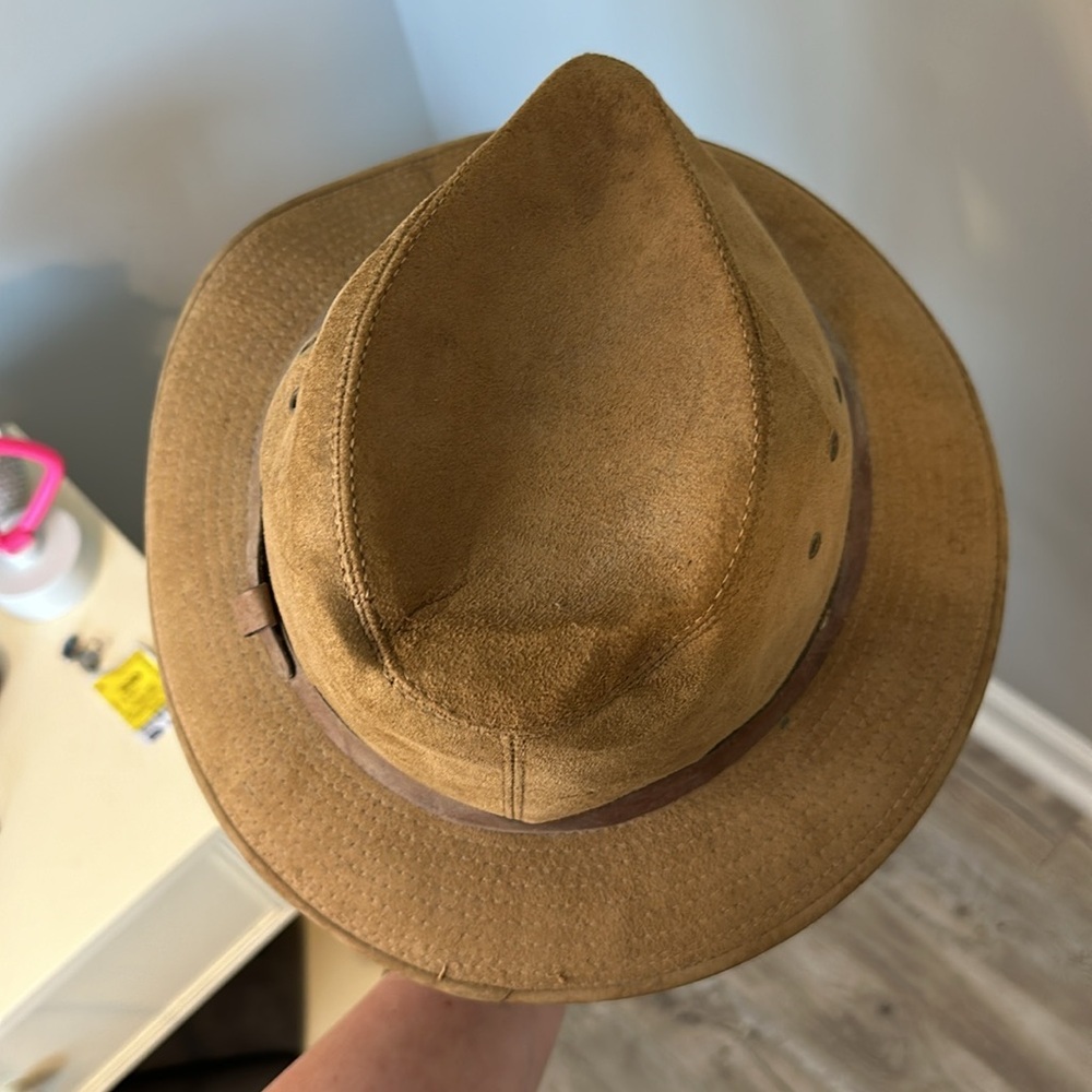 Trav’ler Country Outfitters Genuine Suede Large Camel Leather Tan Men’s Hat - Picture 5 of 8